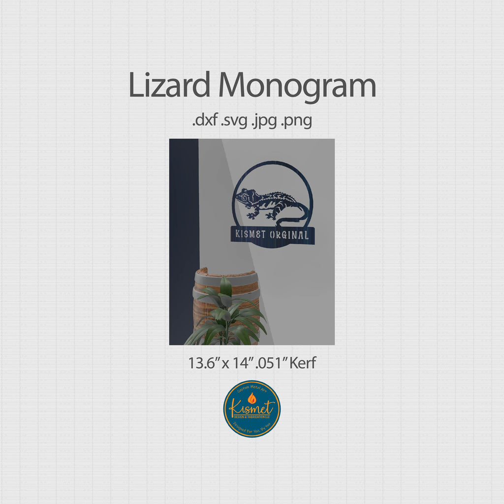 Lizard Custom Name Monogram DXF/SVG design preview with file details (photo 3)