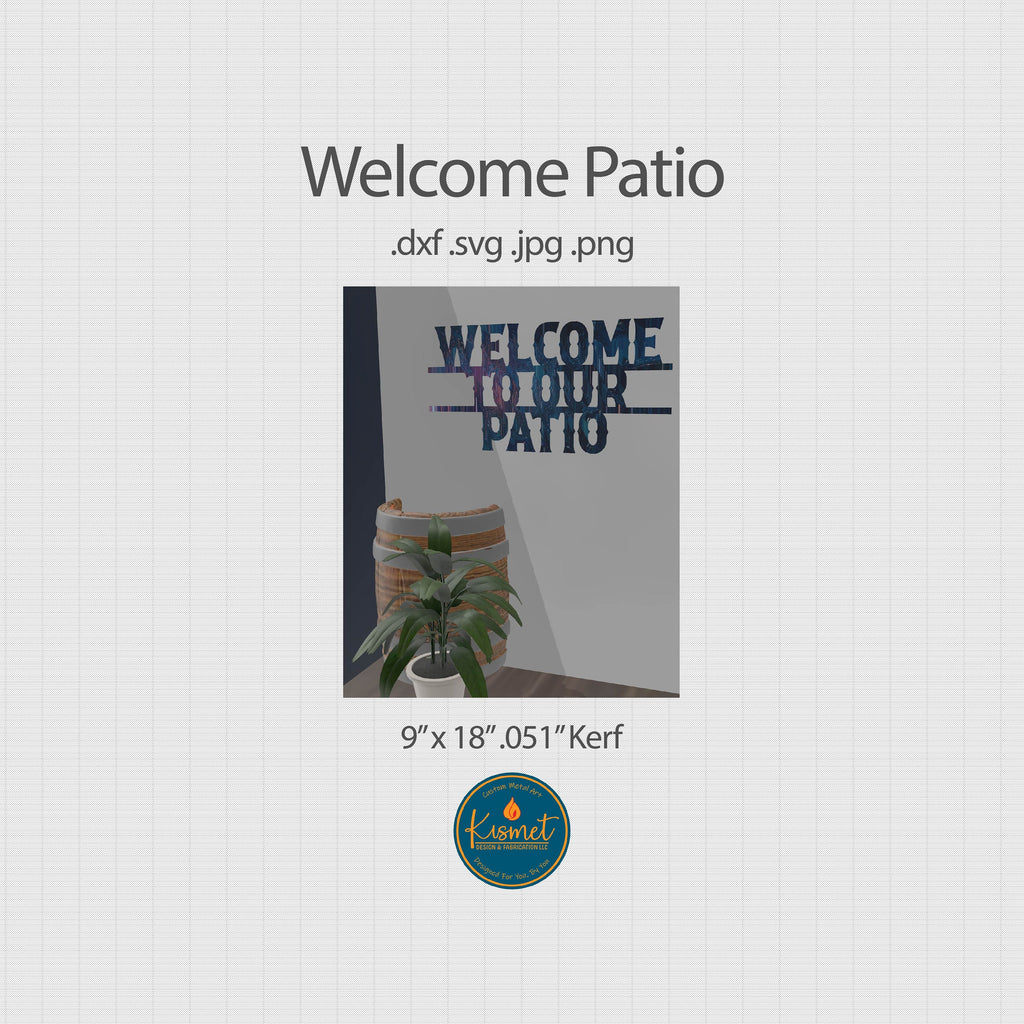 Patio Welcome Sign DXF/SVG design preview with file details (photo 3)