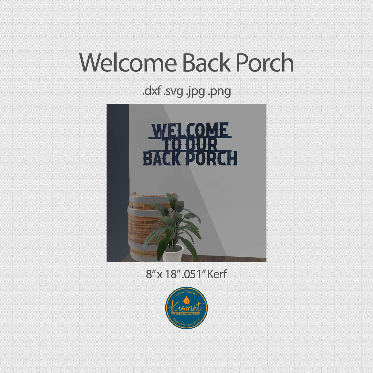 Back Porch Welcome Sign DXF/SVG design preview with file details (photo 7)