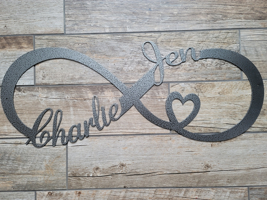 Infinity Heart Wedding Sign finished metal example (photo 6)