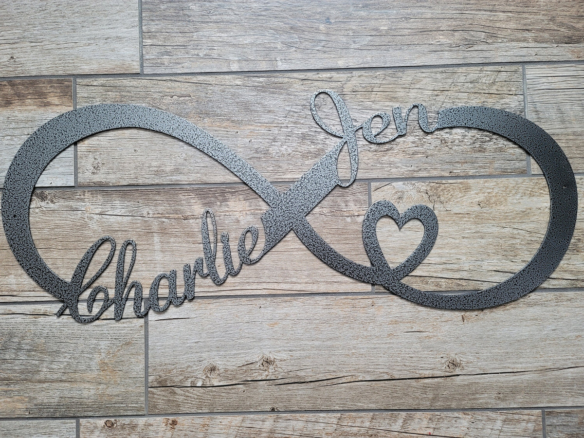 Infinity Heart Wedding Sign finished metal example (photo 6)
