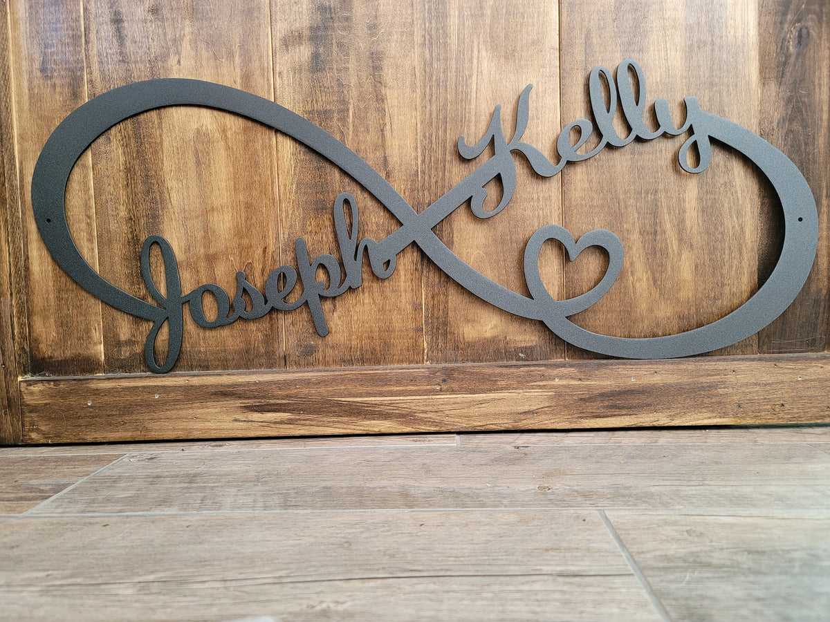 Infinity Heart Wedding Sign finished metal example (photo 7)