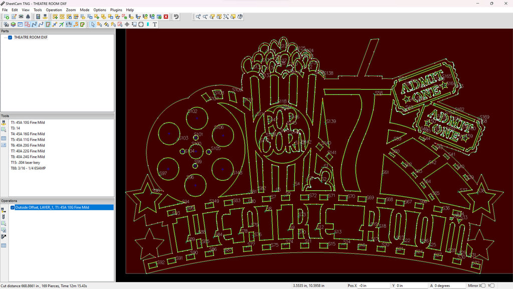 Theatre Room Sign, THEATRE Spelling vector paths in design software