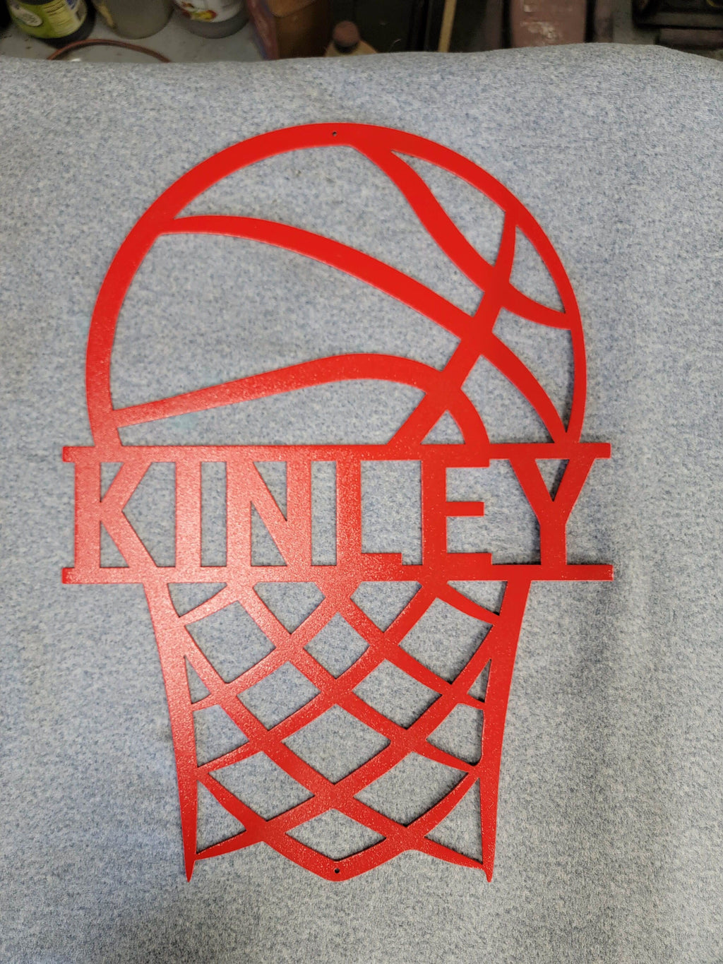 Personalized Basketball Hoop Name Sign finished metal example (photo 3)