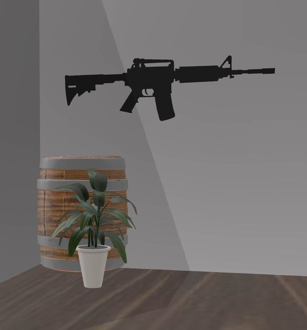 Simple AR Rifle Silhouette wall display mockup (photo 4)