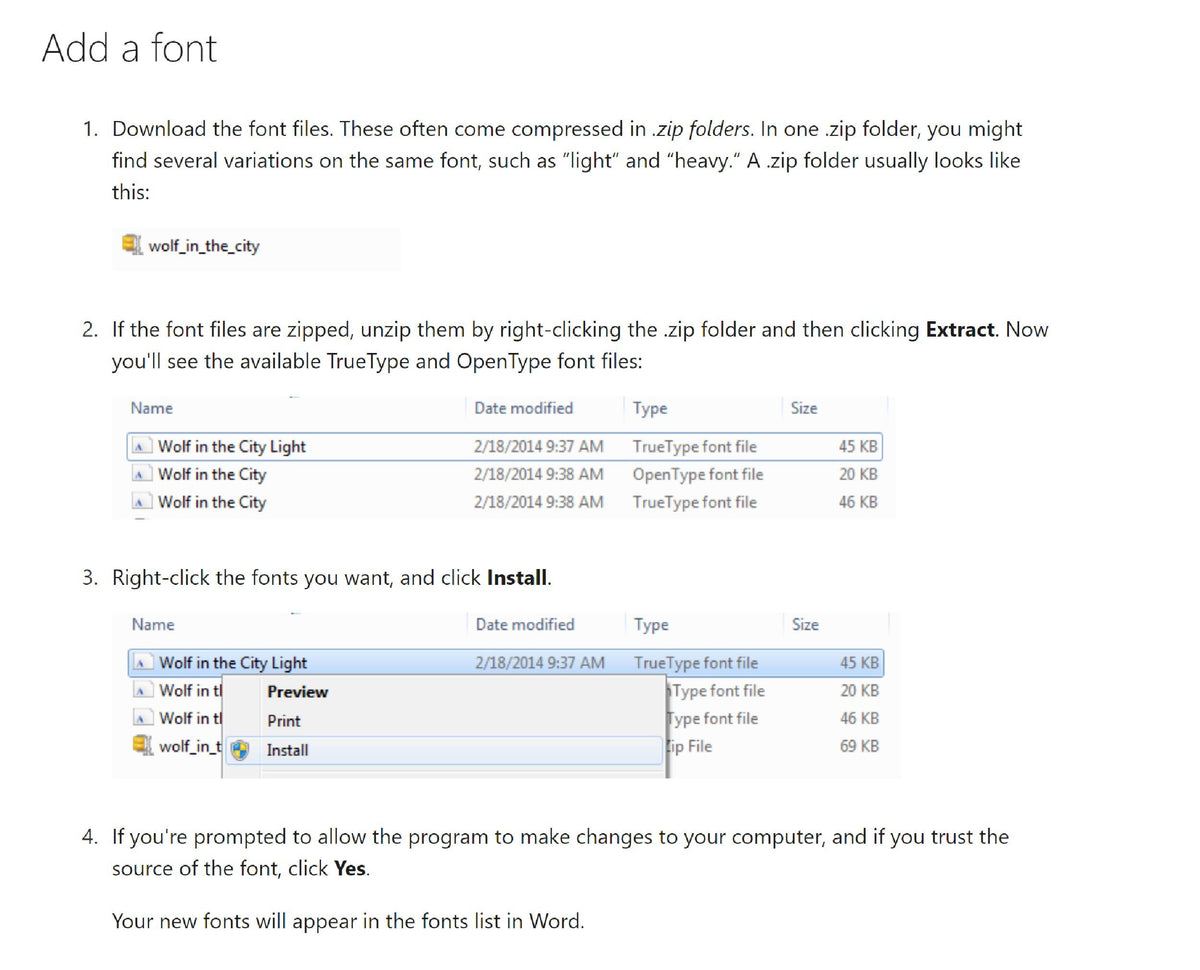 Instructions for installing and using Kismet cut-ready stencil fonts
