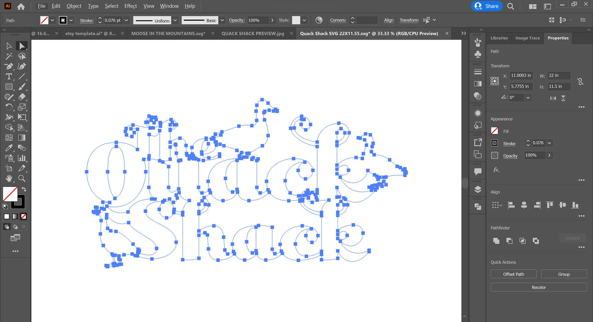 Quack Shack Duck House Sign vector paths in design software