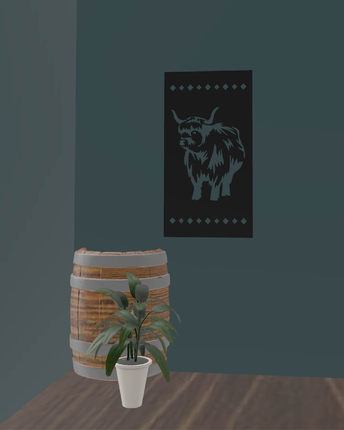 Highland Cow Panel wall display mockup (photo 8)