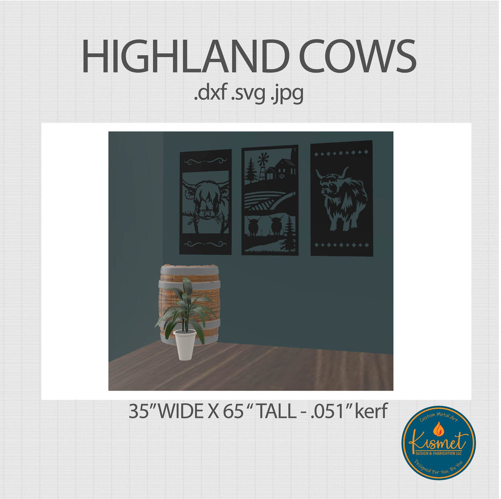 Highland Cow Panel DXF/SVG design preview with file details (photo 2)