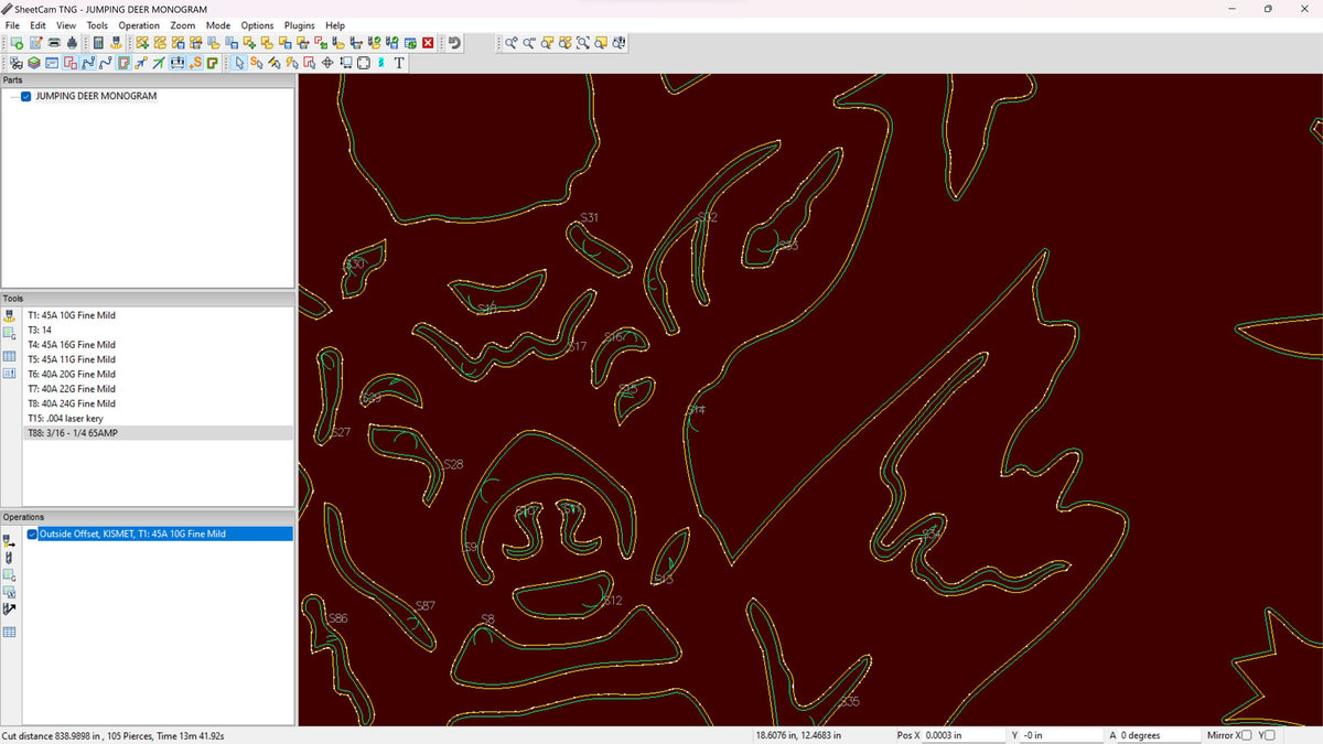 Jumping Buck Pine Forest Sign vector paths in design software (photo 9)