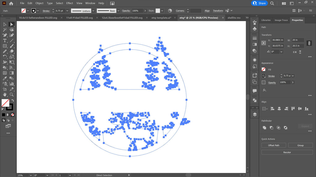 Personalized Deer Family Name Monogram vector paths in design software (photo 4)