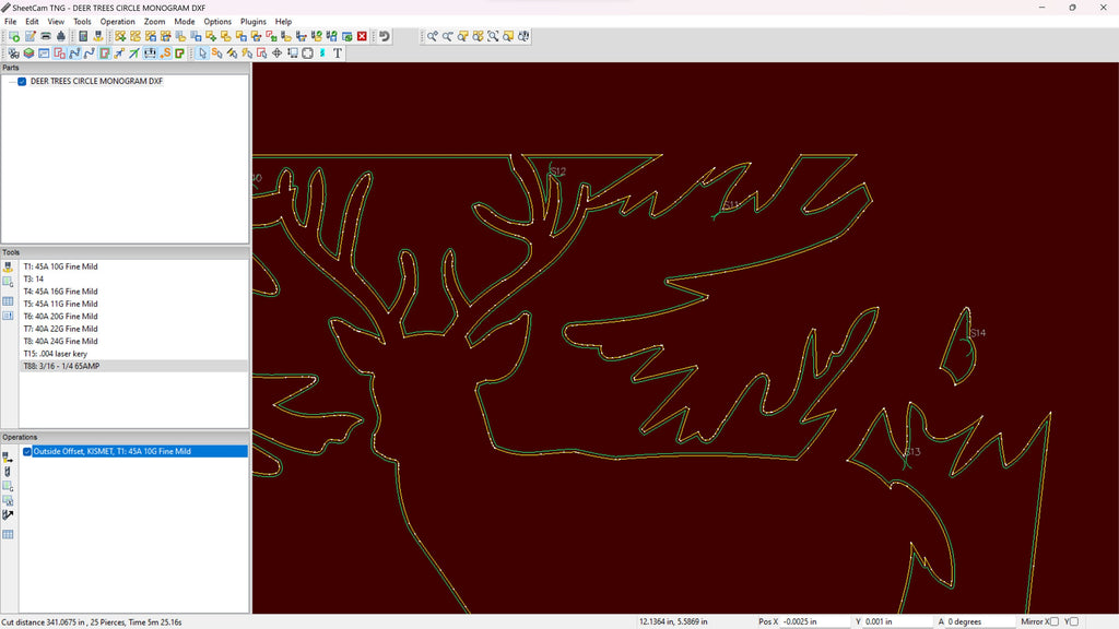 Personalized Deer Family Name Monogram vector paths in design software