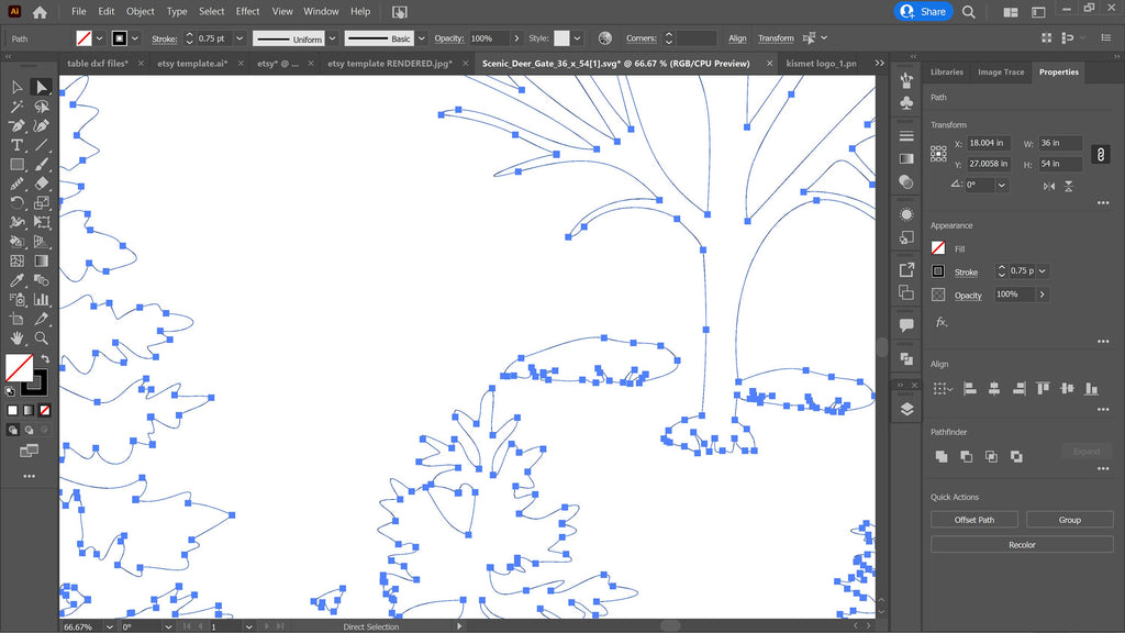 Scenic Deer Gate Panel vector paths in design software (photo 6)