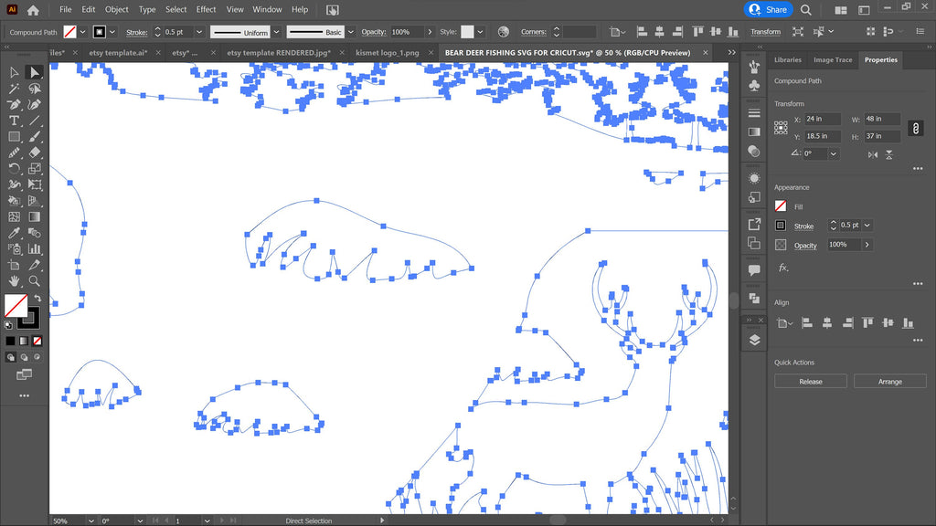 Bear Deer Fishing Wildlife Oval vector paths in design software (photo 7)