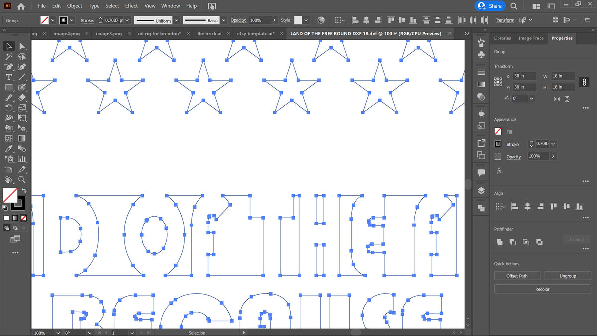 American Flag Sign vector paths in design software
