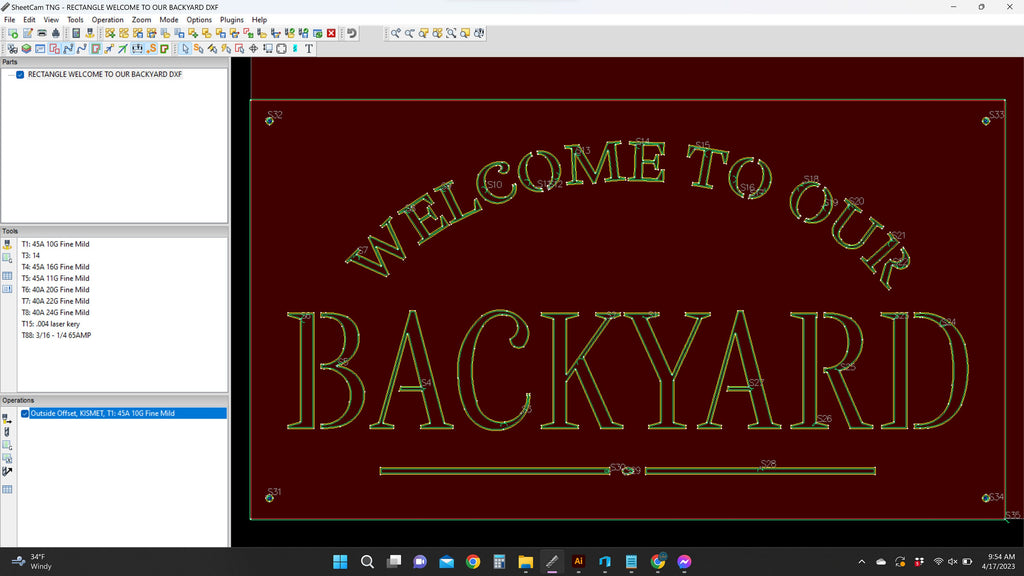 Welcome to Our Backyard Sign, Arched Serif vector paths in design software (photo 5)