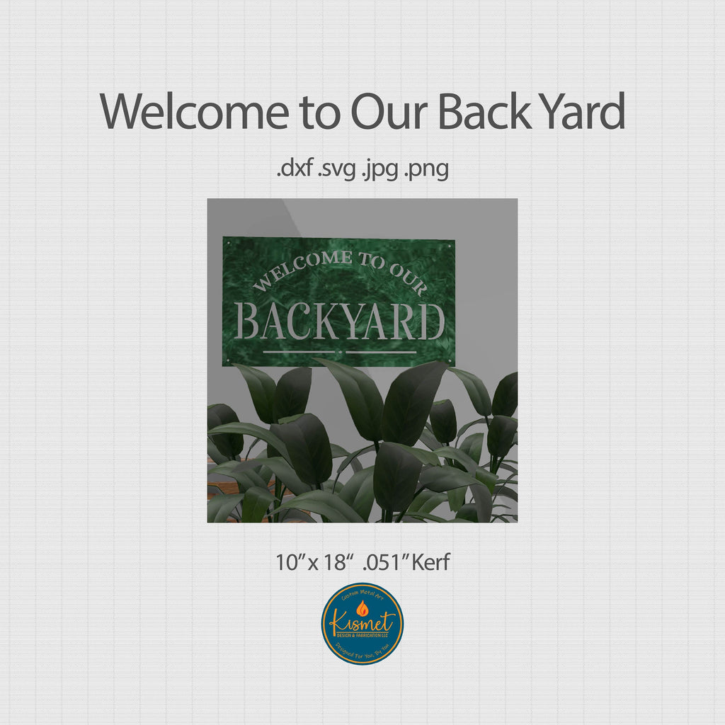 Welcome to Our Backyard Sign, Arched Serif DXF/SVG design preview with file details (photo 2)