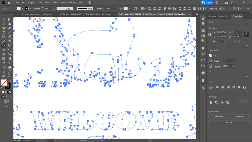 Personalized Deer Sign vector paths in design software (photo 8)