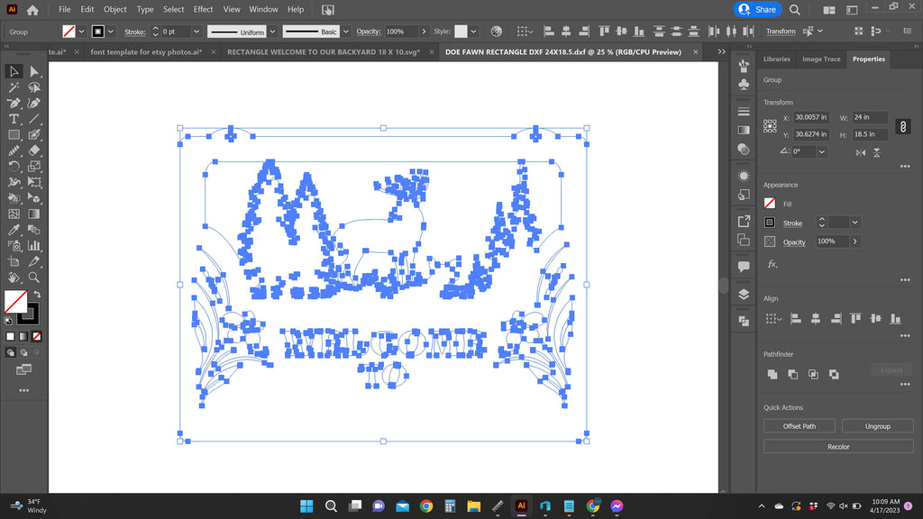 Personalized Deer Sign vector paths in design software (photo 7)