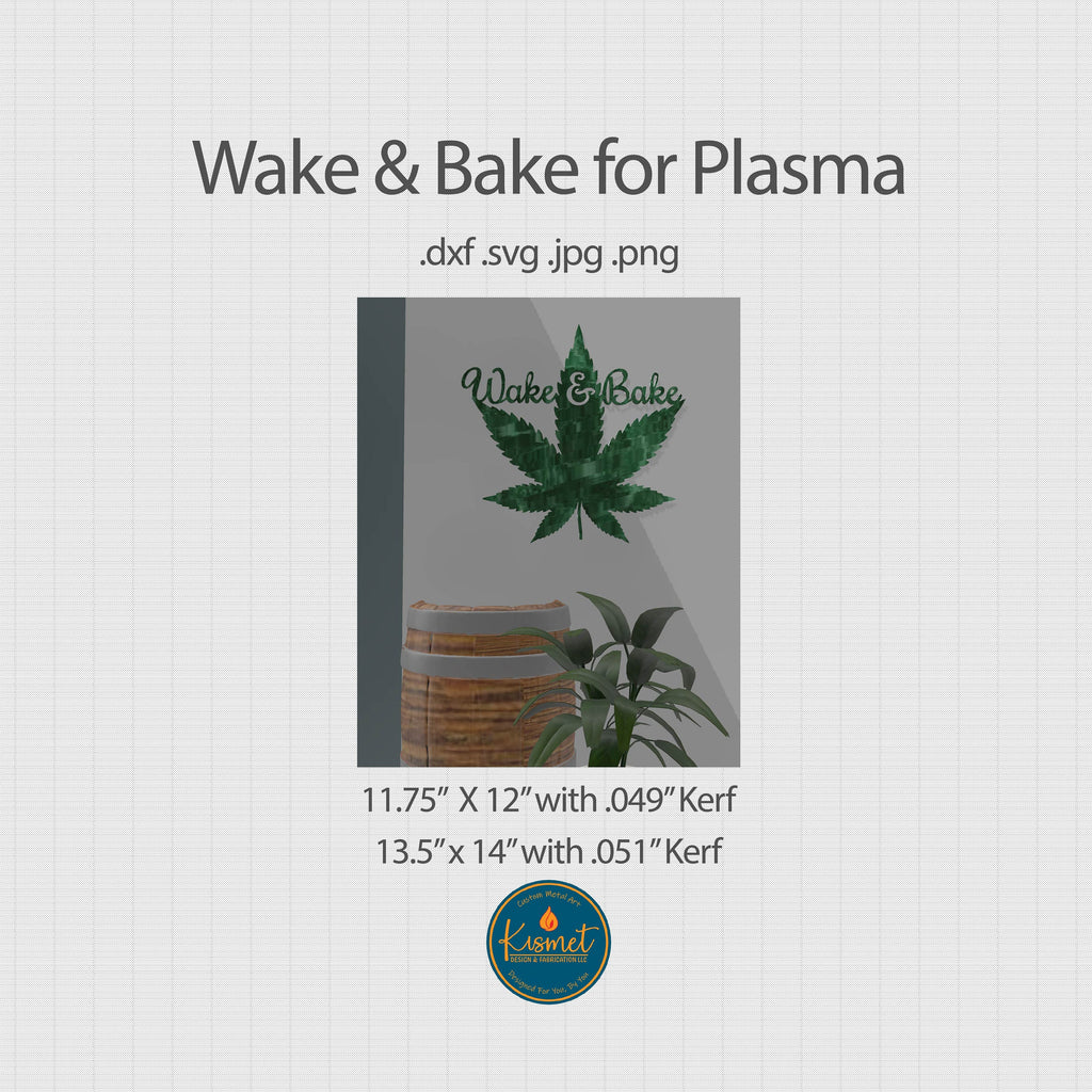 Wake & Bake Cannabis Leaf DXF/SVG design preview with file details (photo 2)