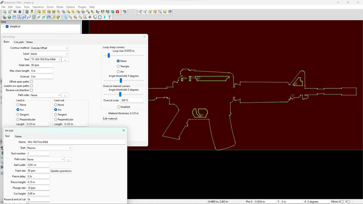 Simple AR Rifle Silhouette vector paths in design software