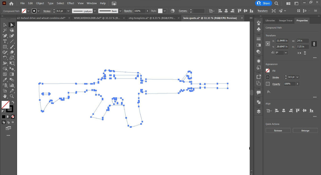 Simple AR Rifle Silhouette vector paths in design software (photo 6)