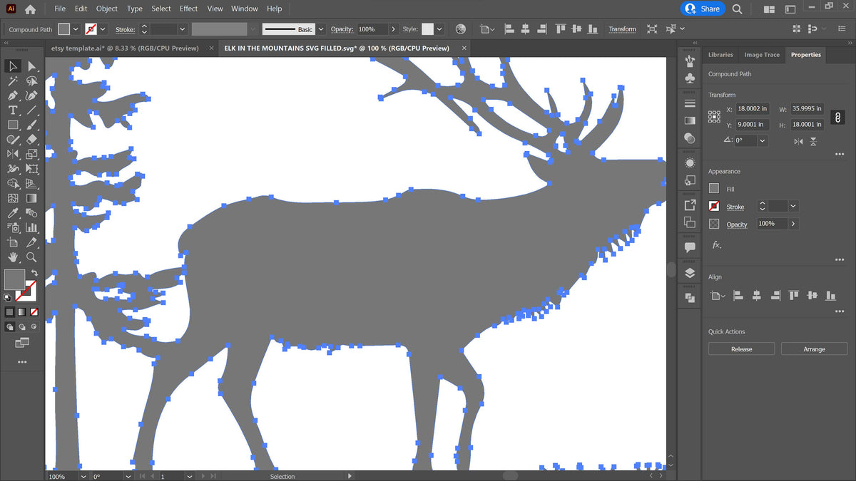 Elk Mountain Scene vector paths in design software (photo 6)
