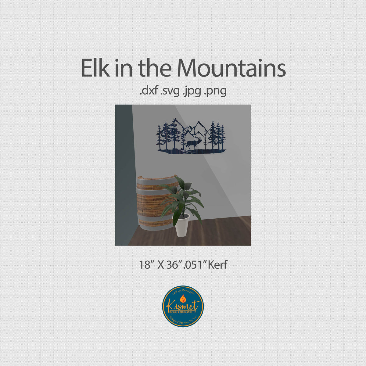 Elk Mountain Scene DXF/SVG design preview with file details (photo 2)