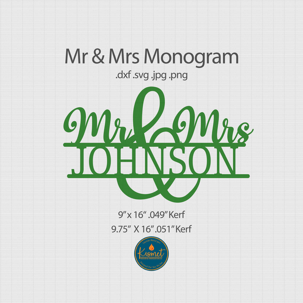 Mr and Mrs Wedding Name Monogram DXF/SVG design preview with file details (photo 5)