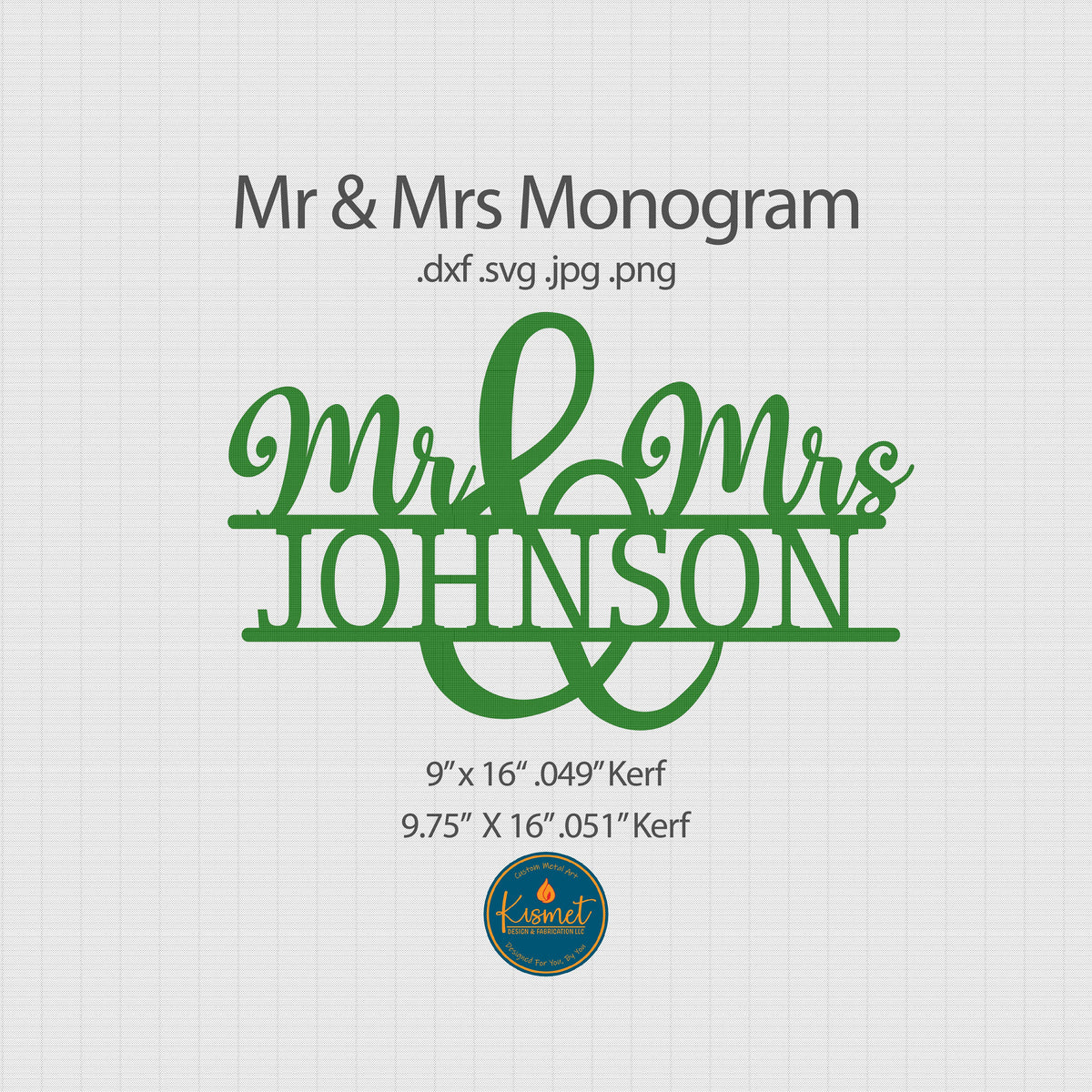 Mr and Mrs Wedding Name Monogram DXF/SVG design preview with file details (photo 5)