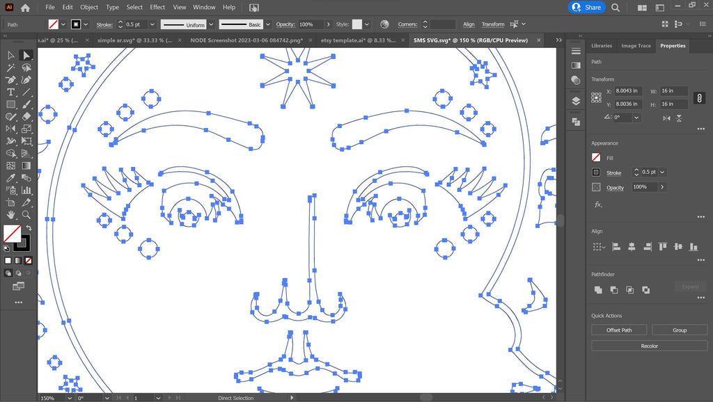 Sun and Moon Monogram vector paths in design software (photo 5)