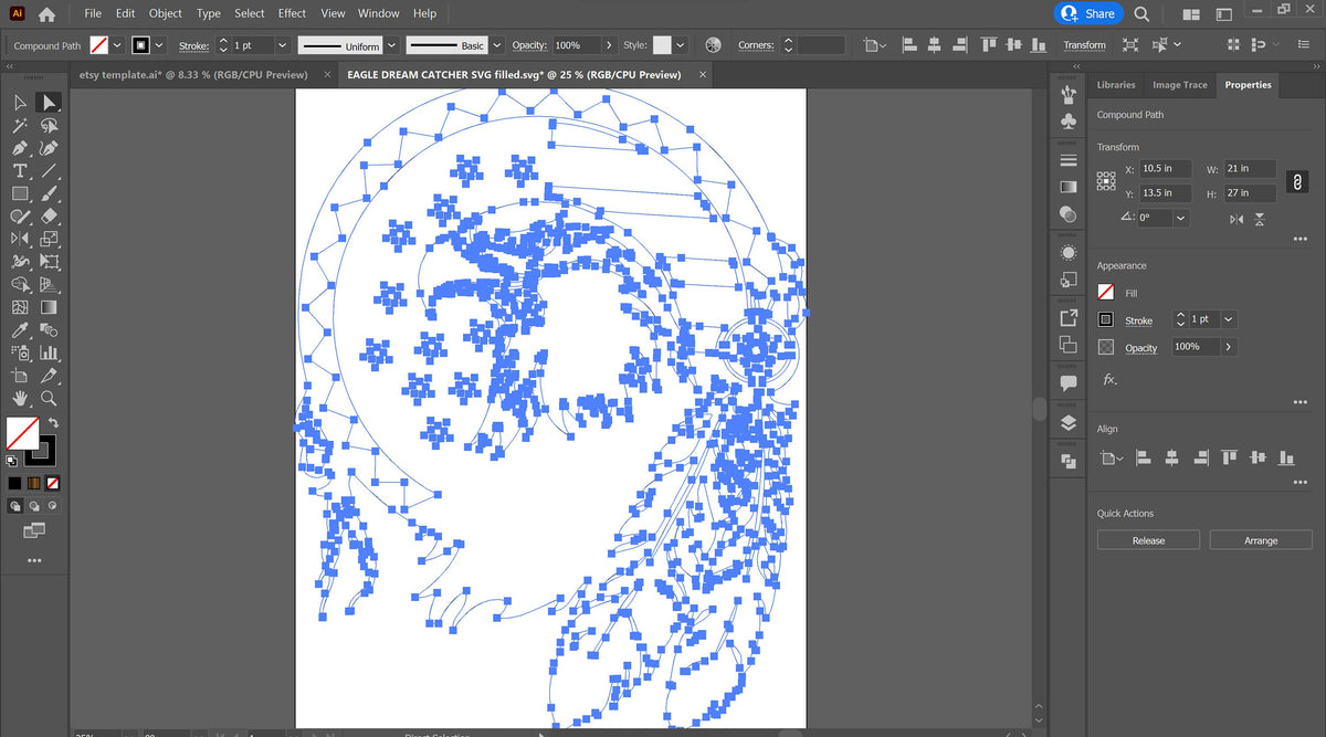 Eagle Dreamcatcher vector paths in design software