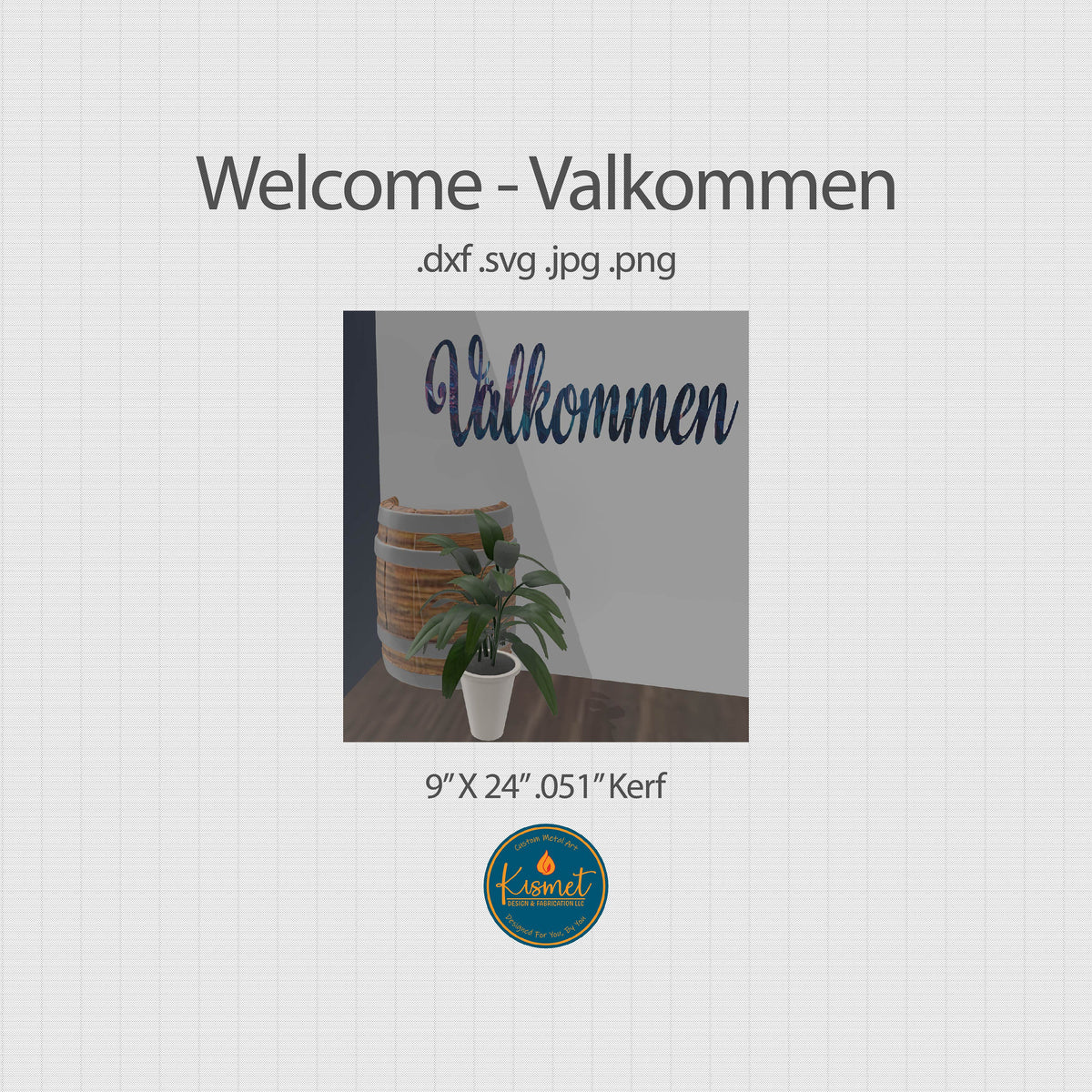 Välkommen Swedish Welcome Sign DXF/SVG design preview with file details (photo 2)