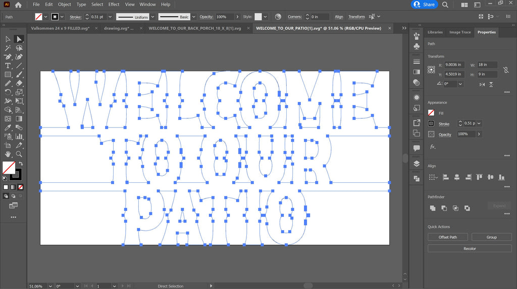 Patio Welcome Sign vector paths in design software (photo 5)