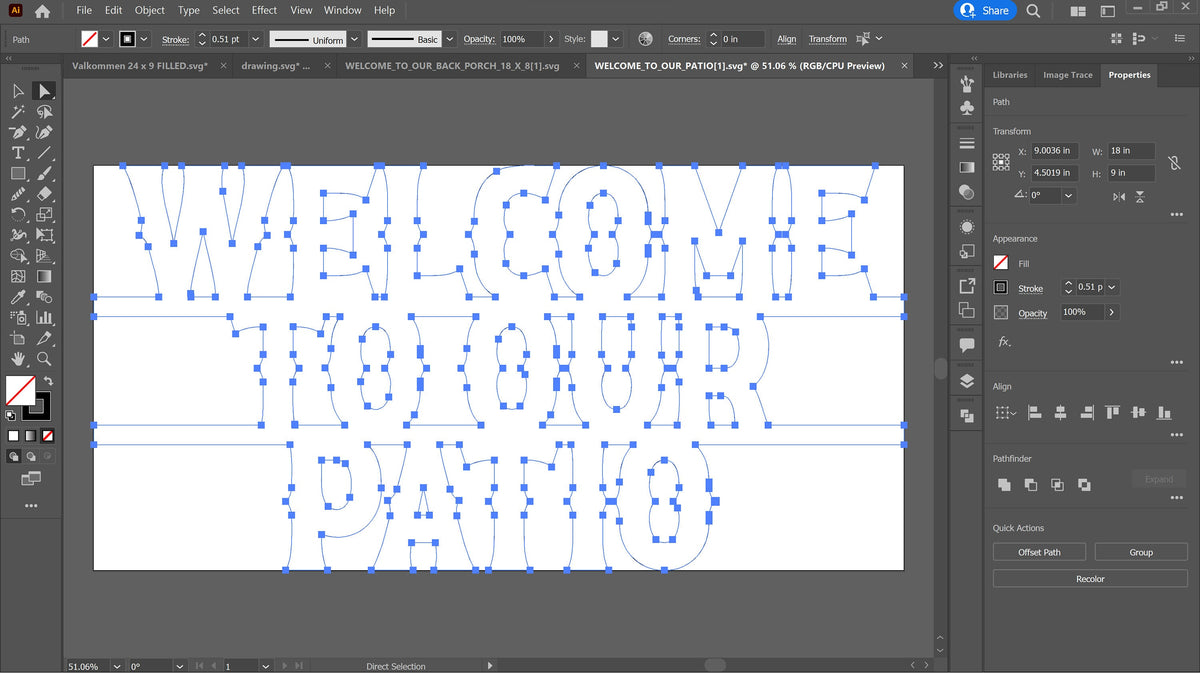 Patio Welcome Sign vector paths in design software (photo 5)