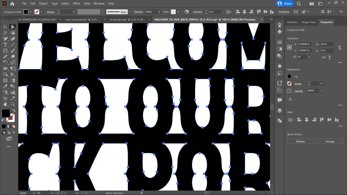 Back Porch Welcome Sign vector paths in design software (photo 4)