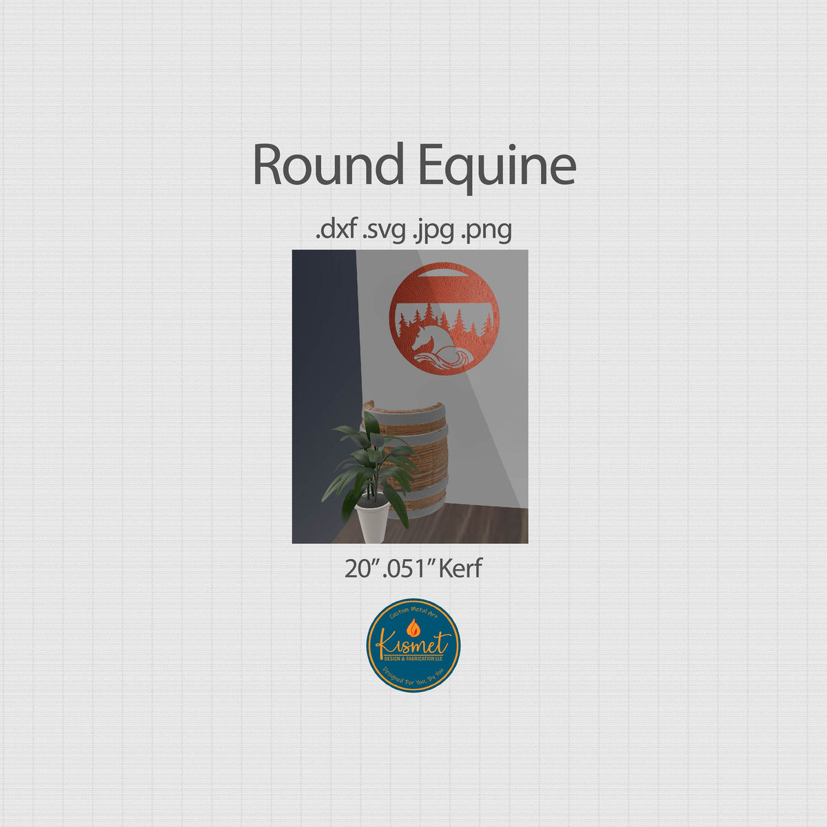 Horse and Pine Forest Round Sign DXF/SVG design preview with file details (photo 3)