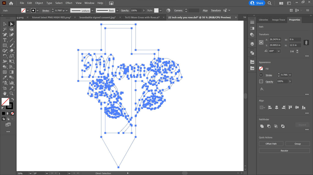 Mom Rose Cross Memorial Stake and Sign vector paths in design software (photo 5)