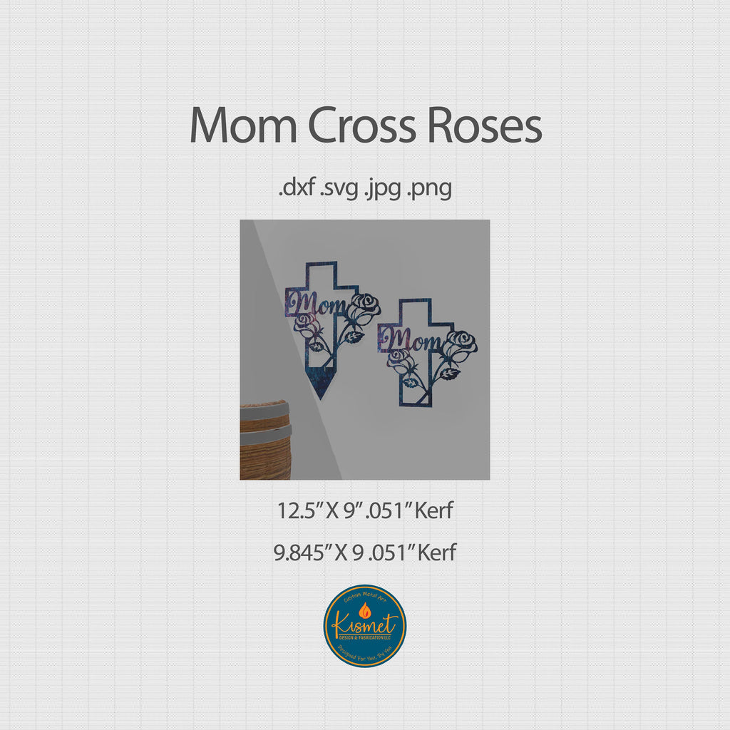 Mom Rose Cross Memorial Stake and Sign DXF/SVG design preview with file details (photo 3)
