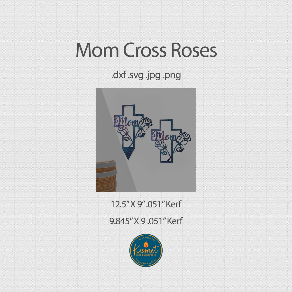 Mom Rose Cross Memorial Stake and Sign DXF/SVG design preview with file details (photo 3)