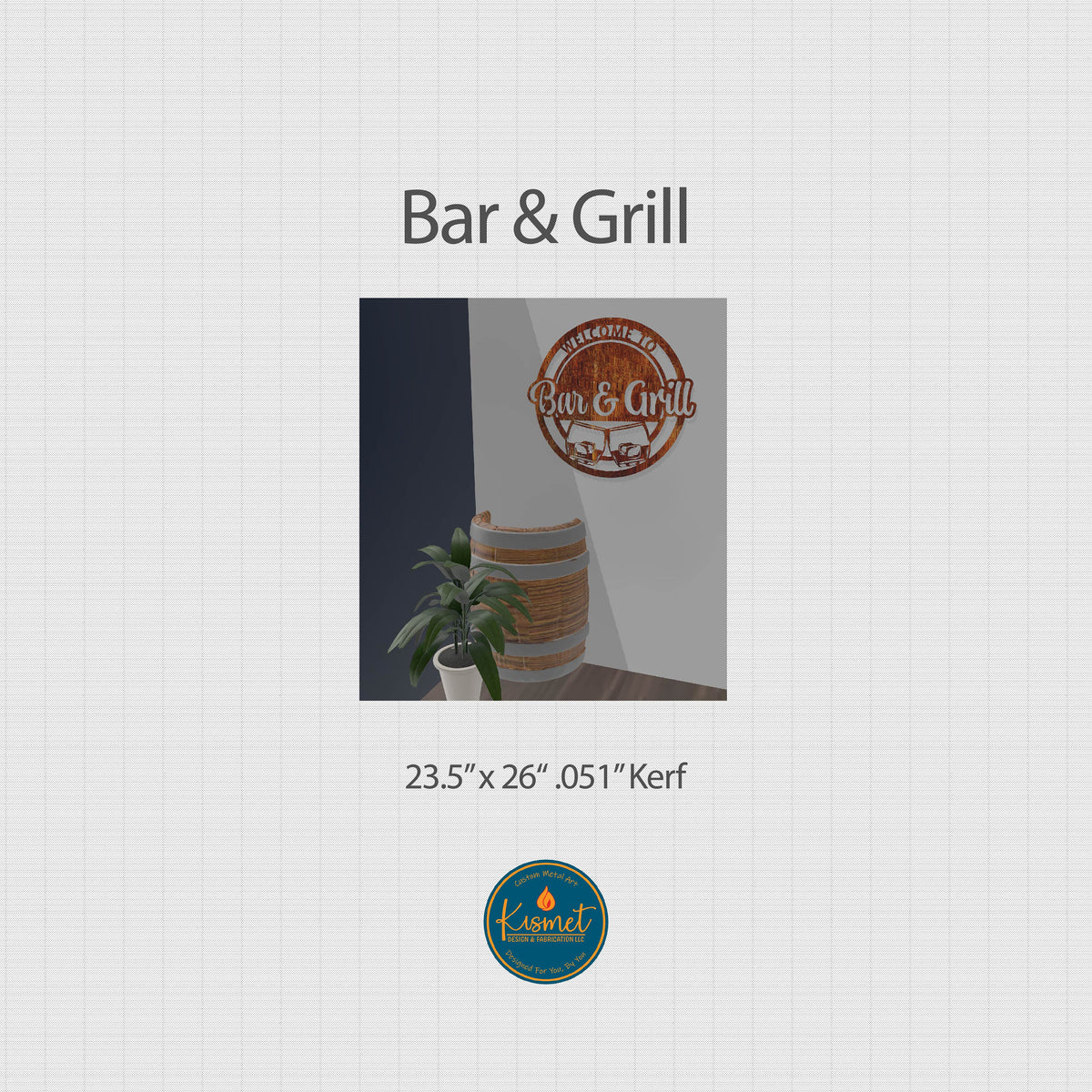 Welcome Bar & Grill Round Sign DXF/SVG design preview with file details (photo 9)