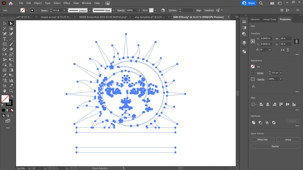 Sun and Moon Monogram vector paths in design software (photo 6)