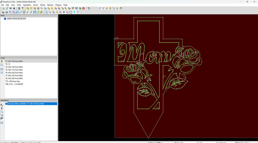 Mom Rose Cross Memorial Stake and Sign vector paths in design software (photo 6)