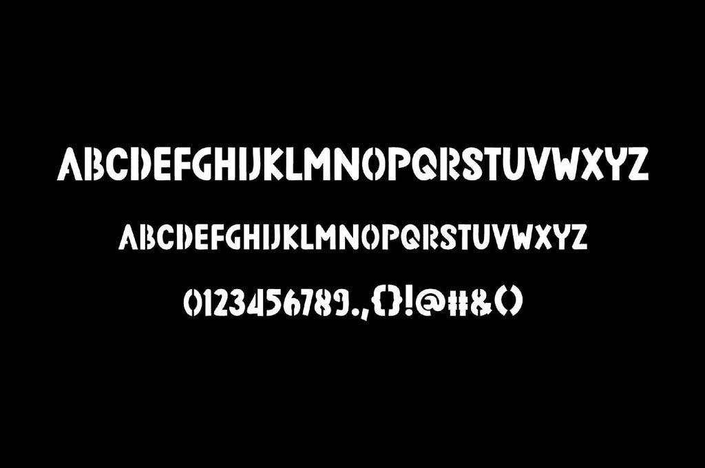 Bold Condensed Stencil Font (Kismet Font 10) artwork preview (photo 2)