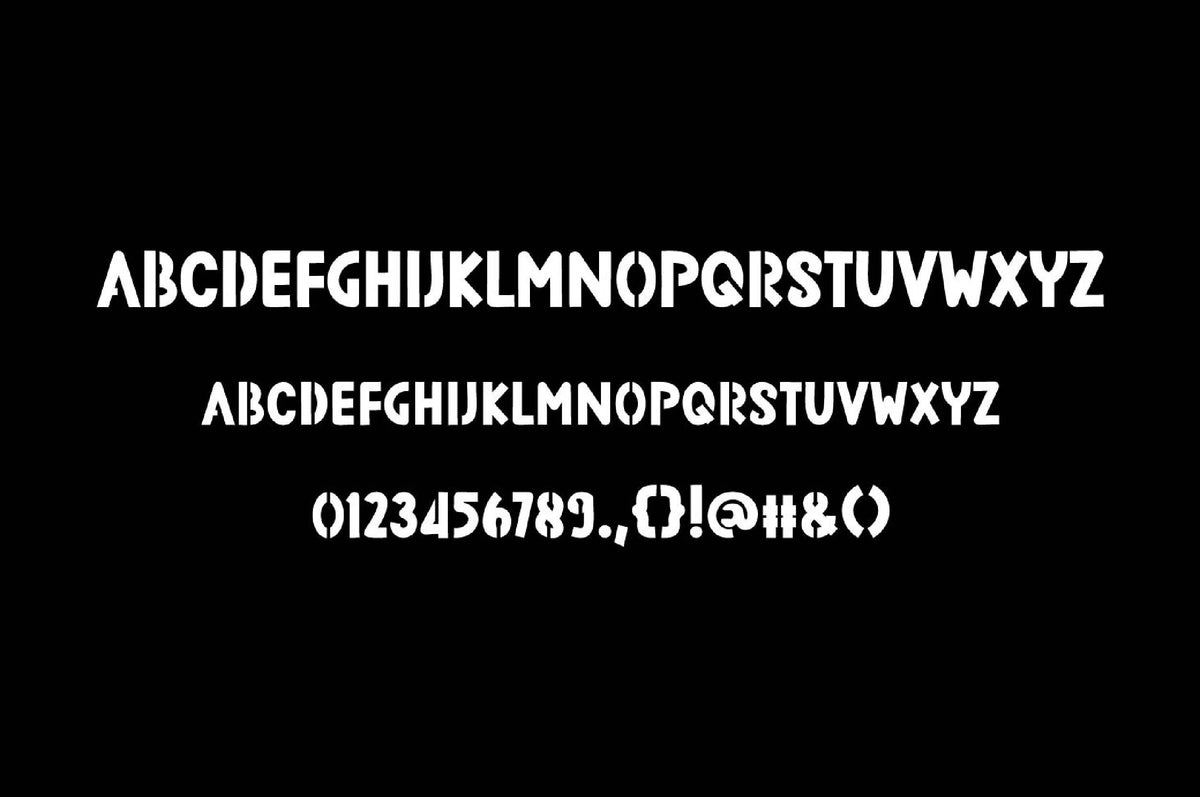 Bold Condensed Stencil Font (Kismet Font 10) artwork preview (photo 2)
