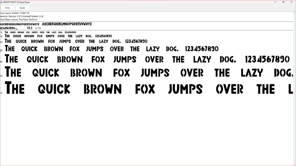 Bold Condensed Stencil Font (Kismet Font 10) artwork preview (photo 7)
