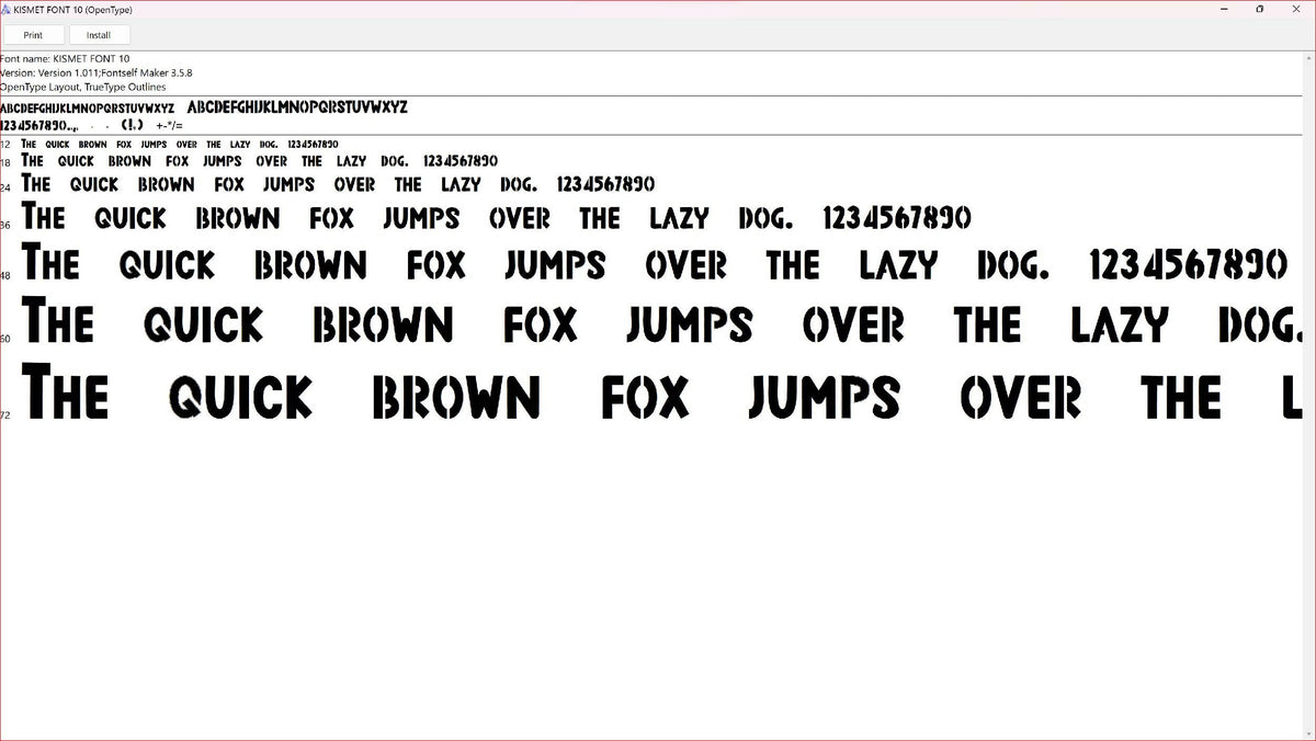 Bold Condensed Stencil Font (Kismet Font 10) artwork preview (photo 7)