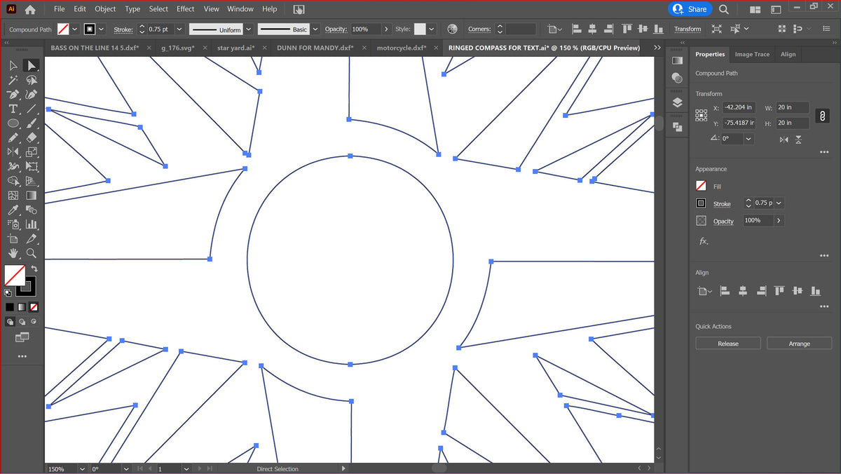 Compass Rose Square Panel vector paths in design software (photo 6)