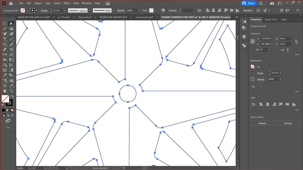 Compass Rose Round Sign vector paths in design software (photo 6)