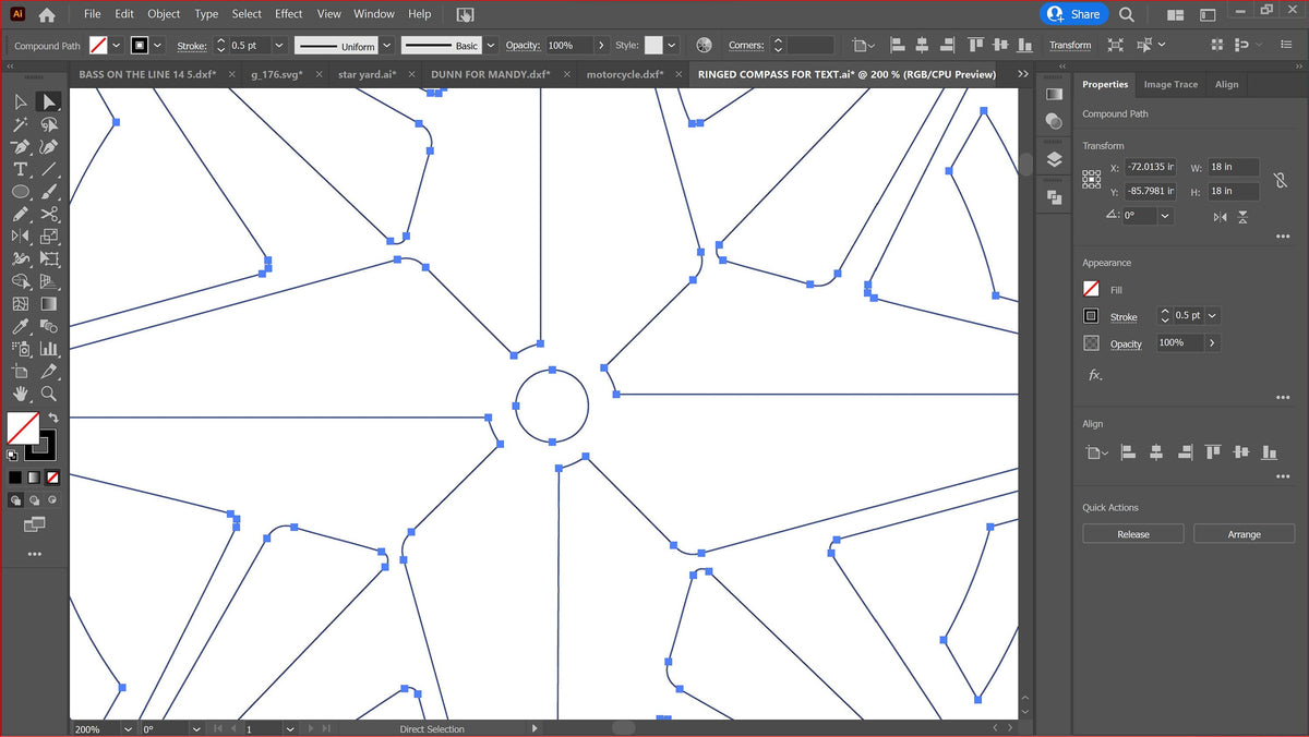 Compass Rose Round Sign vector paths in design software (photo 6)
